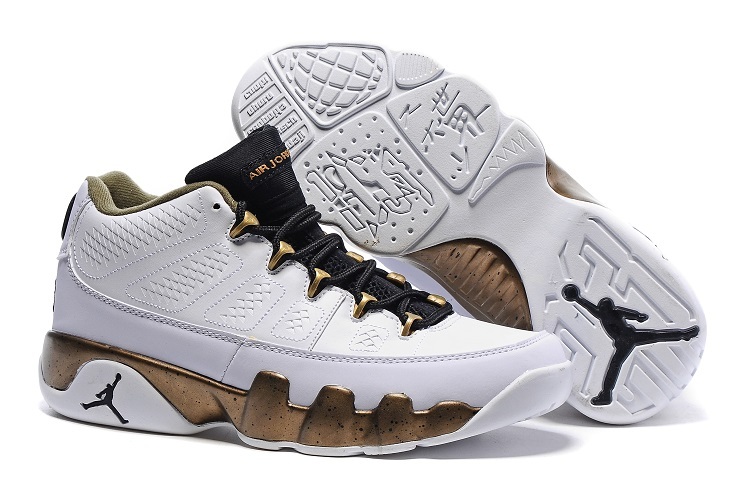 Nike Air Jordan 9 Retro Low Copper Statue White Black Militia Green Shoes